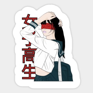 japanese high school girl Sticker